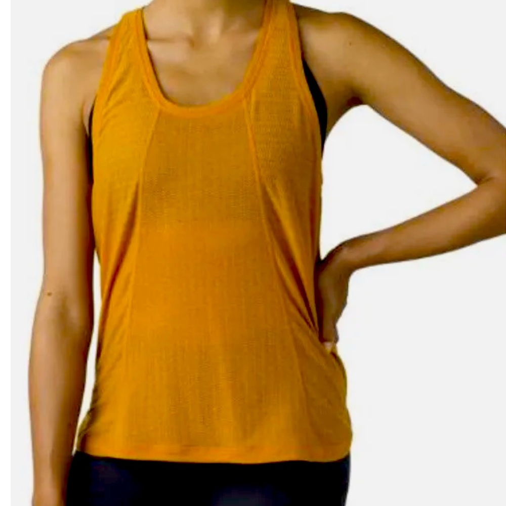 Prana Womens Justine Tank Top Racer Back Mustard Yellow Curry size Small